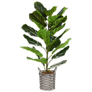 Pianta artificiale in vaso albero di fico 72 cm accessorio decorativo boho