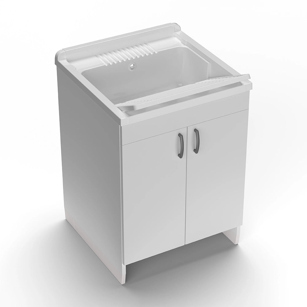 Mobile lavatoio 60x60 cm bianco in kit di montaggio con vasca e asse Ikaro
