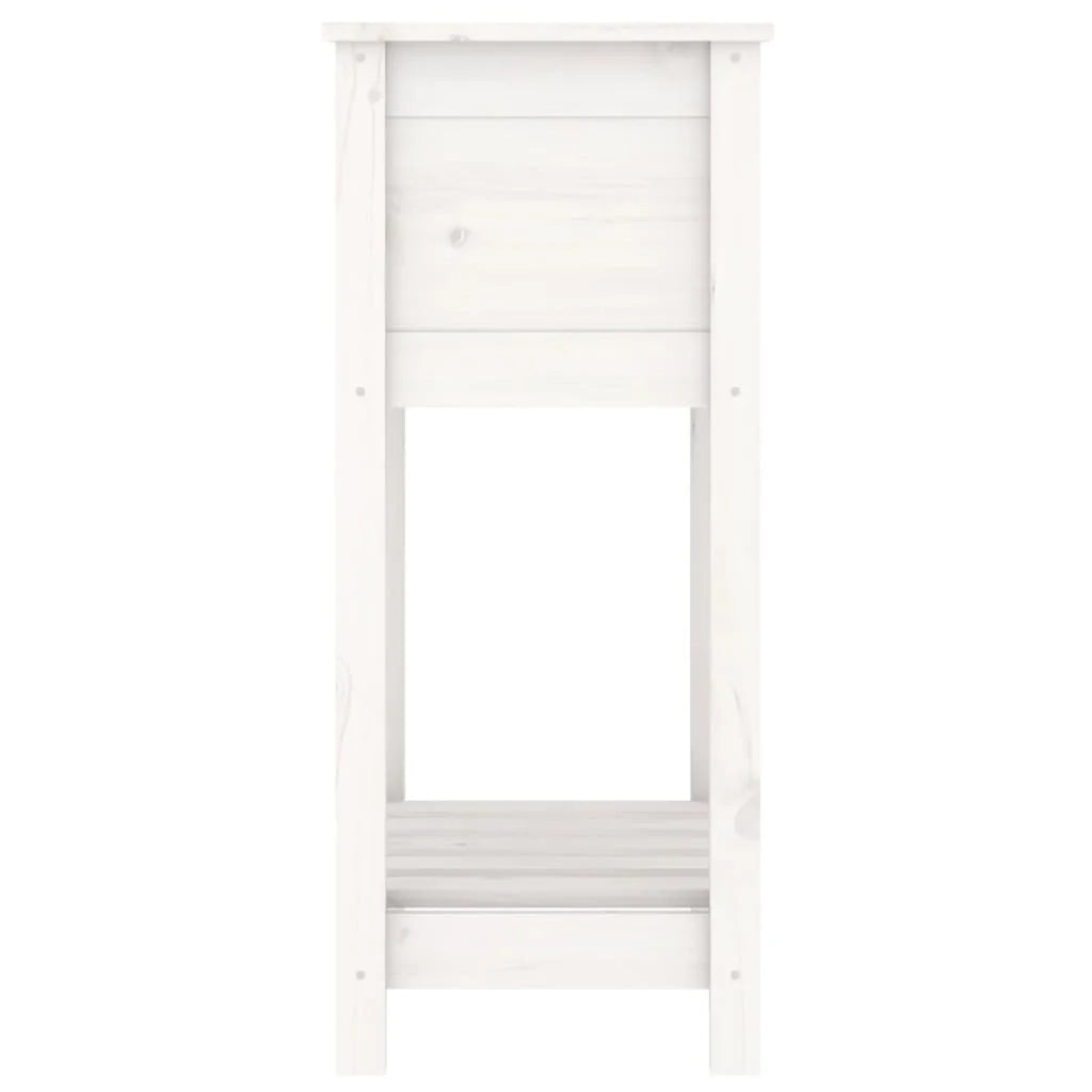 Fioriera rialzata per piante fiori patio giardino con ripiano 54 x 34,5 x 81 cm legno massello di pino bianco 02_0038391