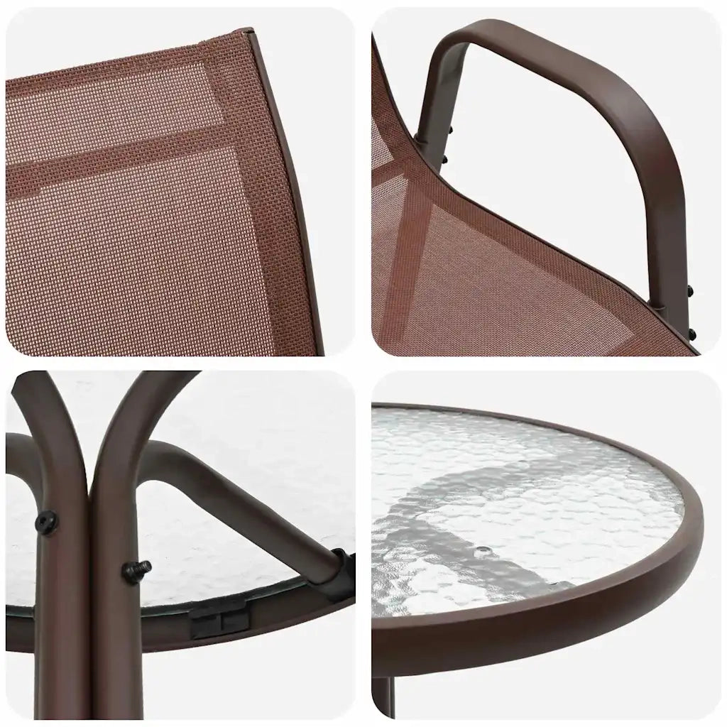 Set Bistro da Giardino 3 pcs Marrone Acciaio 42003980