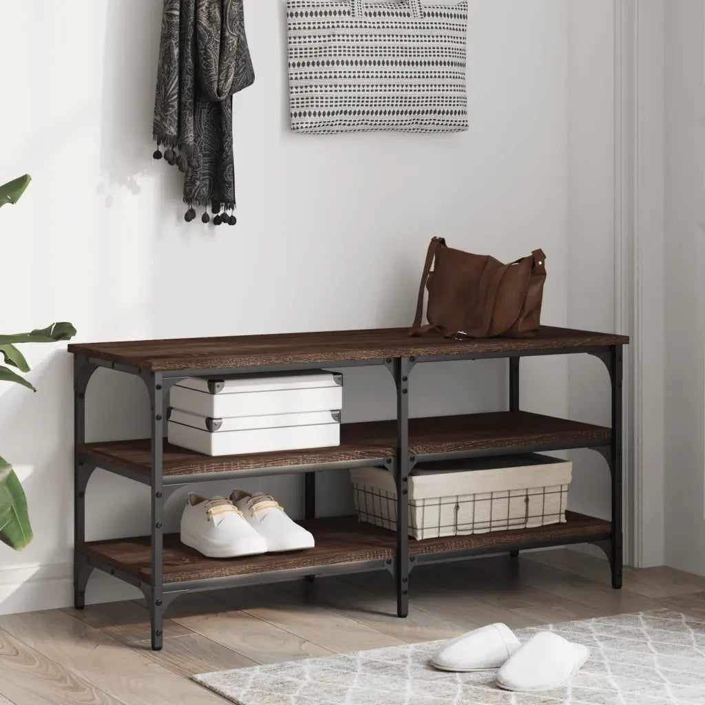 Panca Porta Scarpe-Sgabello-Panca Scarpiera Rovere Marrone 100x38,5x49 Legno Multistrato