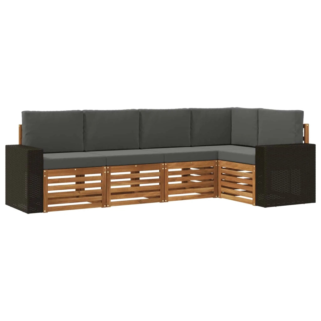 Set divano sezionale con cuscino 5 pcs Naturale e Antracite 3384363