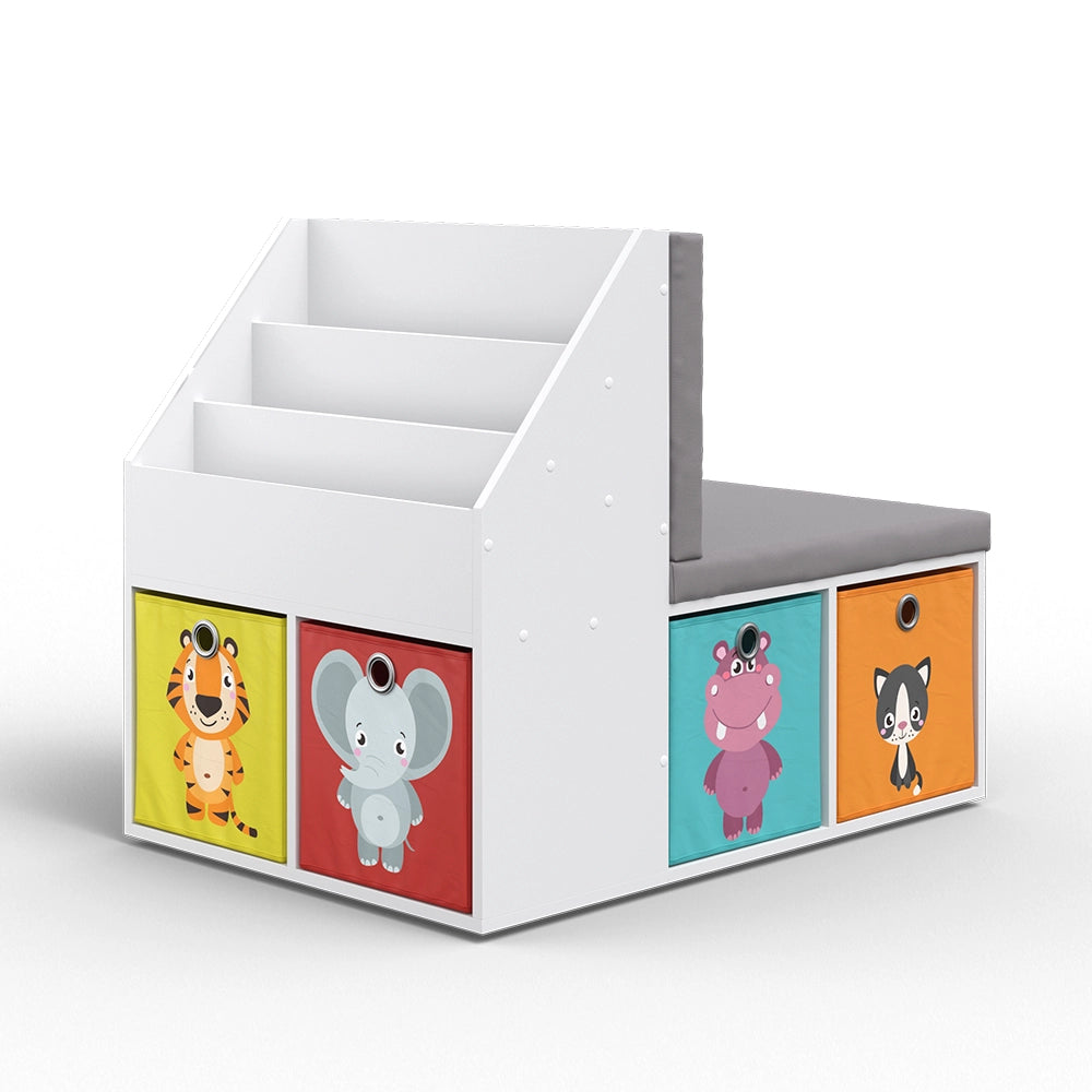 Vicco Libreria bambini Bianco 97.1 x 78.4 cm con 6 scatole pieghevoli colorate