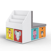 Vicco Libreria bambini Bianco 97.1 x 78.4 cm con 6 scatole pieghevoli colorate