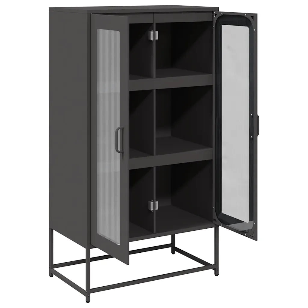 Credenza-Buffet-Armadio da cucina Nera 68x39x123 cm in Acciaio 908815
