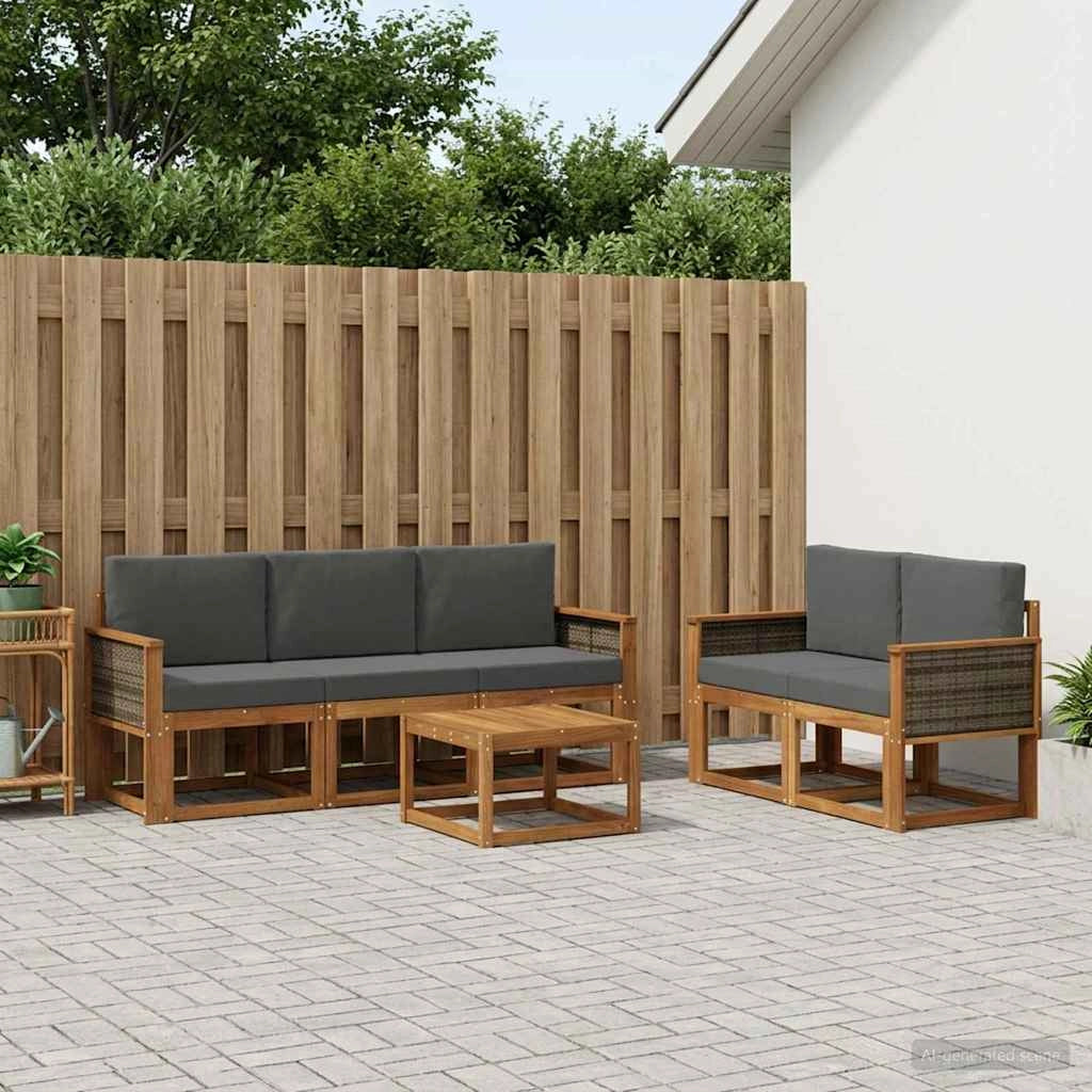 Set di divani da esterno 6 pz Naturale e Antracite 3384988