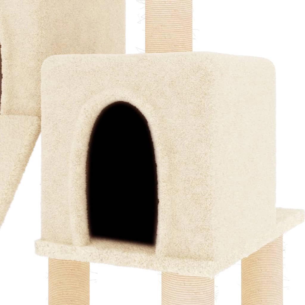 Tiragraffi per gatti torre per arrampicata giocattolo piattaforma per arrampicata con tiragraffi in sisal 82 cm crema 02_0022522