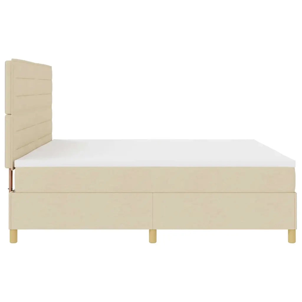 Letto a Sorgente LED con materasso Crema 200 x 200 cm Tessuto 3343052