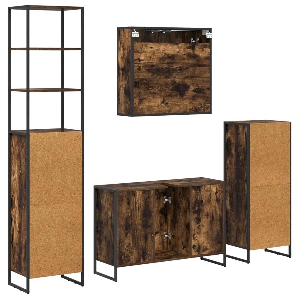 Set di mobili per il bagno Rovere fumé Legno multistrato 3403048