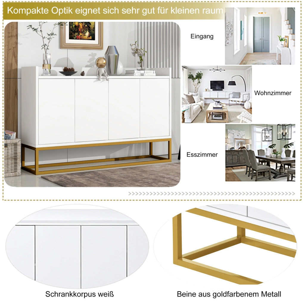 Credenza 4 Ante senza Maniglie ¨C MINIMAL ¨C Bianco, Stile Moderno