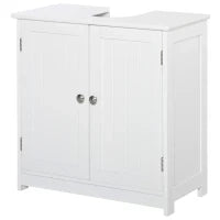 kleankin Mobile Sottolavabo a 2 Ante con Ripiano Regolabile e Intaglio a U, 60x30x60 cm, Bianco
