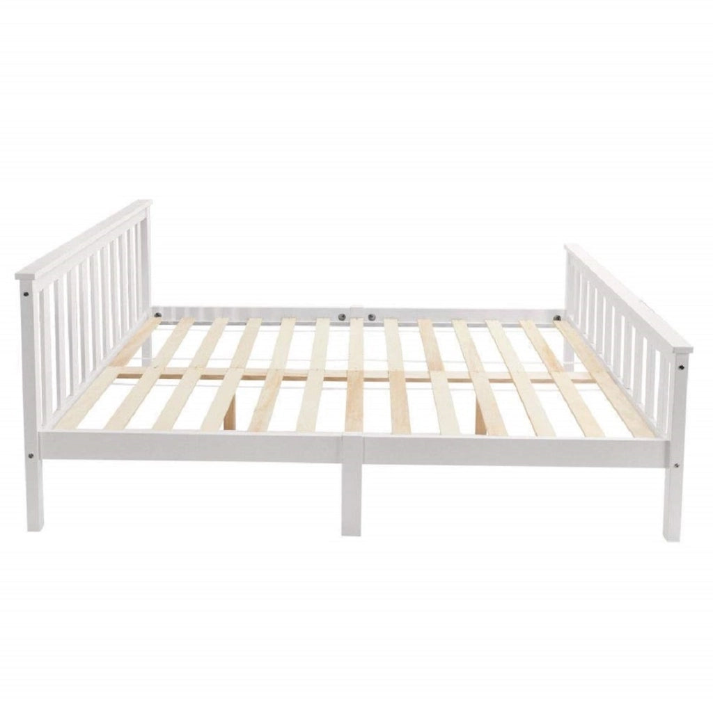 Letto matrimoniale 140x200 cm in legno massello di pino e MDF; bianco