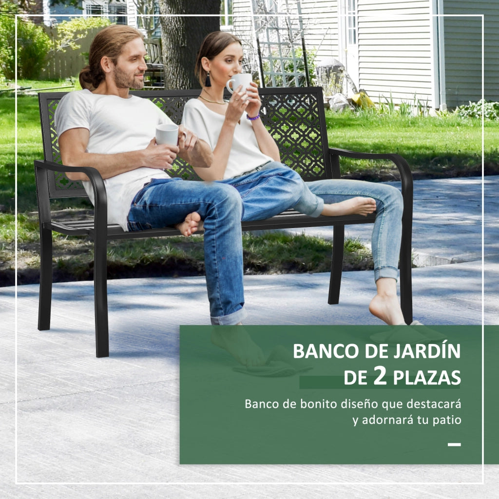 Panchina da Giardino 2 Posti ¨C Zephmum ¨C Acciaio Nero 127x63x83 cm