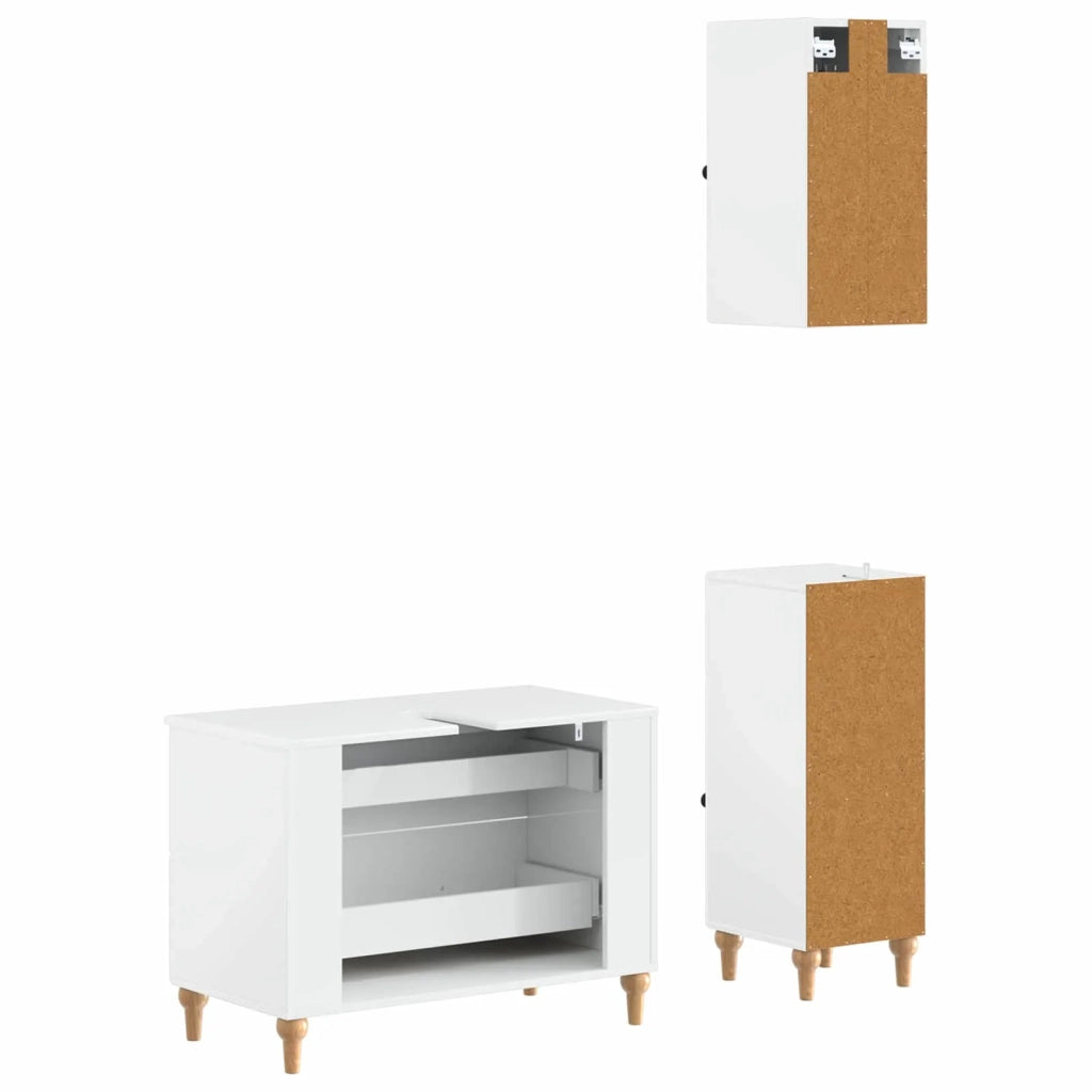 Set di armadietti da bagno in 3 pezzi ALKMAAR Bianco Lucido 3417751