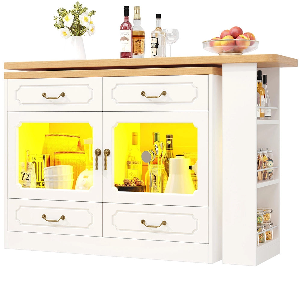 Tavolo bar estensibile - Xylo - rotante 360° con LED bianco 135-203x39x92.8cm