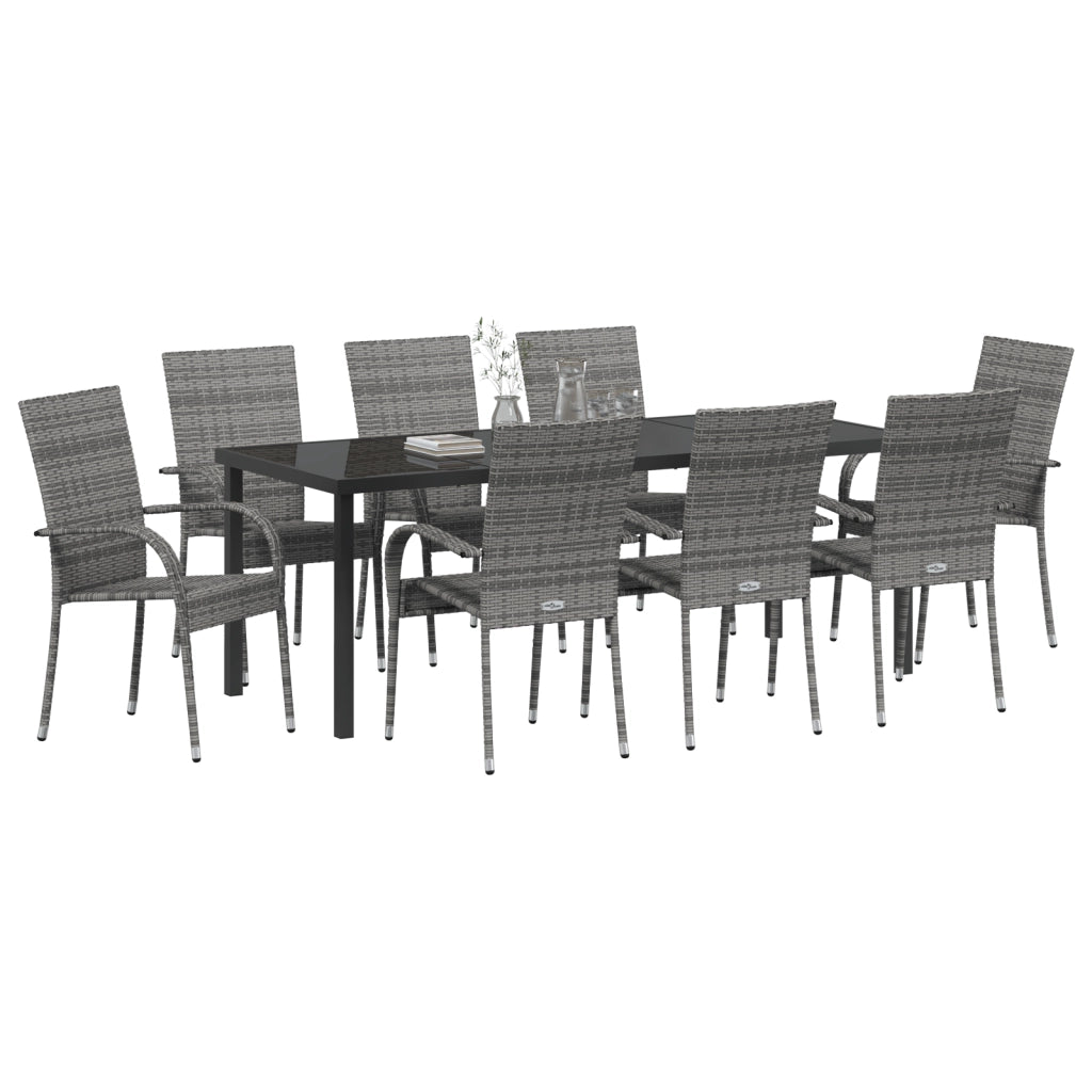 ???5 Pezzi da Pranzo per Giardino Grigio in Rattan PE