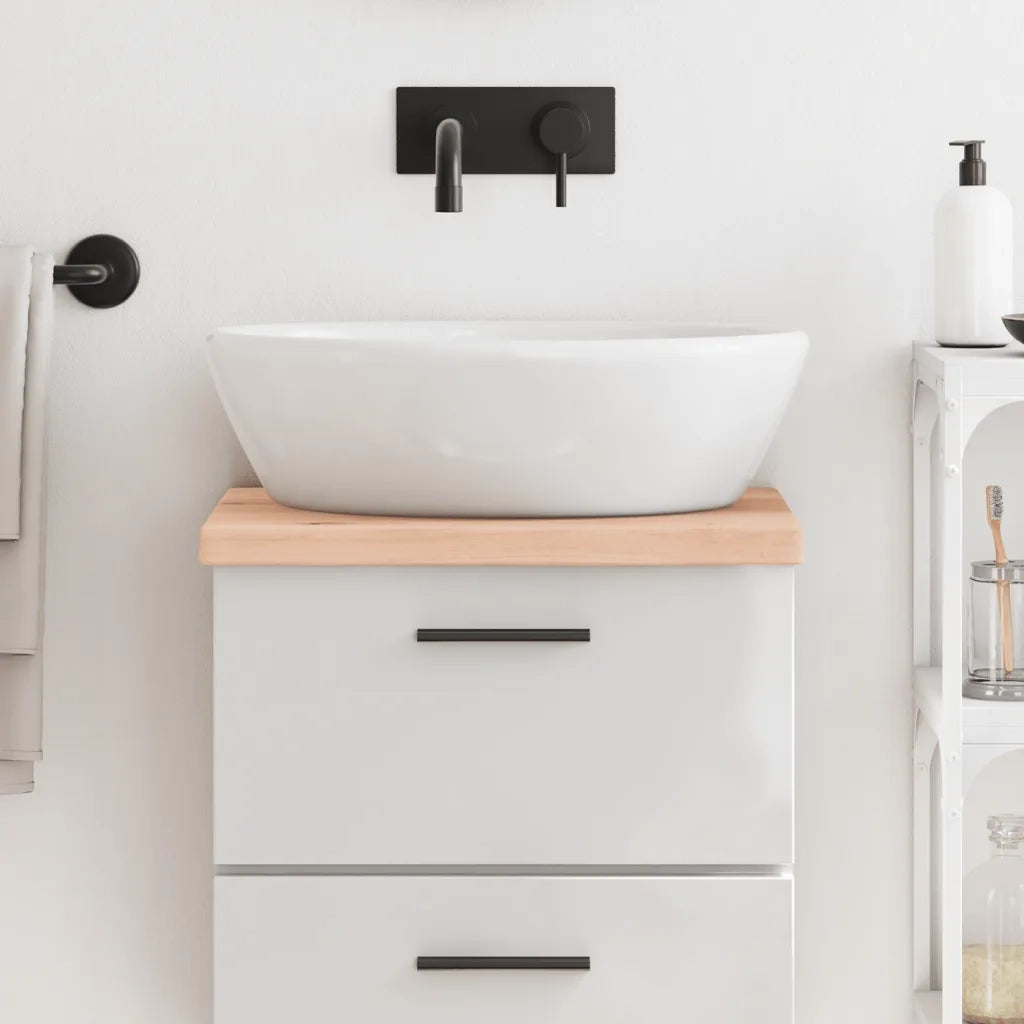 Piano Bagno 40x30x(2-4) cm in Legno Massello Non Trattato 3155994