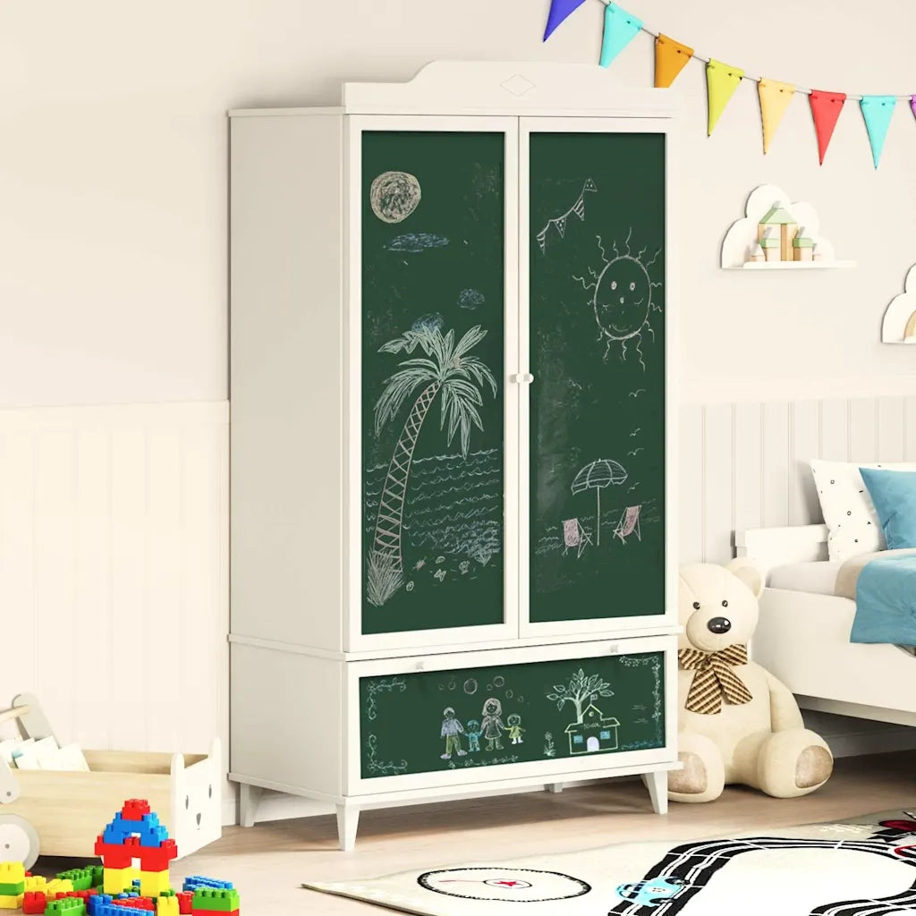Armadio con Lavagna con cassetto ROROS Bianco 90 x 45 x 165 cm CFW8979803