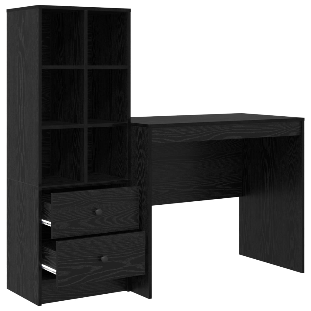 Scrivania con storage Rovere nero Legno ingegnerizzato