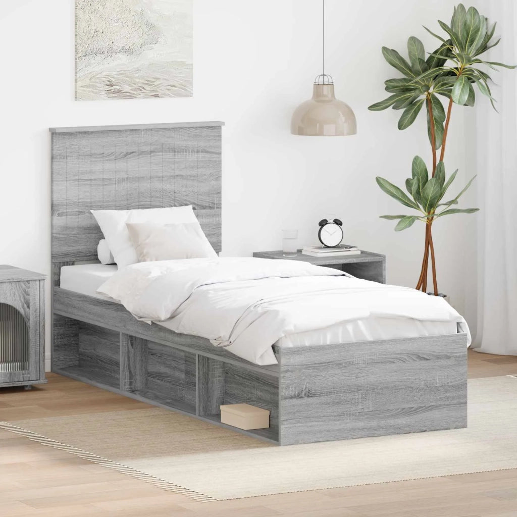 Struttura del letto-Giroletto Grigio Sonoma 75 x 190 cm Pino massello 616154