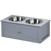 Ciotola Cane con Cassetto ¨C zephmum ¨C Grigio, Acciaio Inox, 60x30x24cm