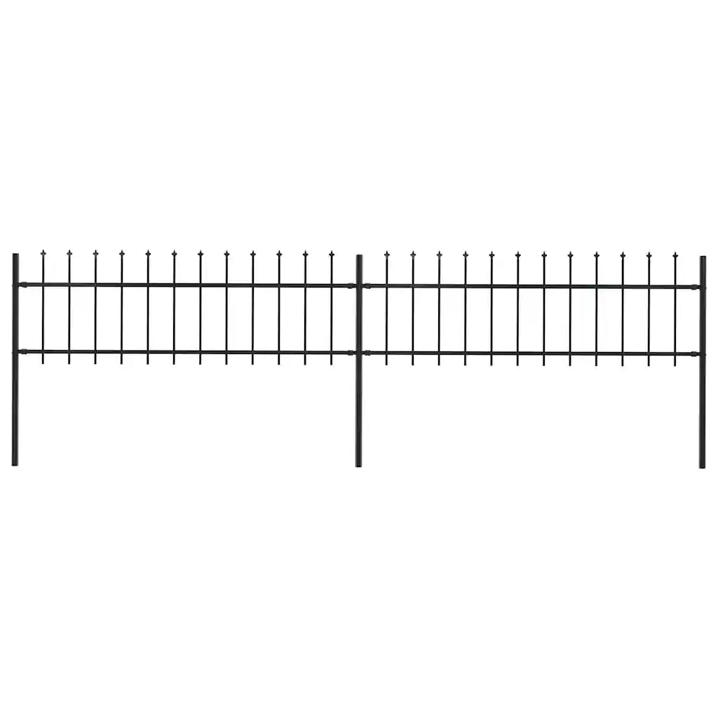 Recinzione da Giardino | Recinzione da cortile con Punta a Lancia in Acciaio 359x60 cm Nero