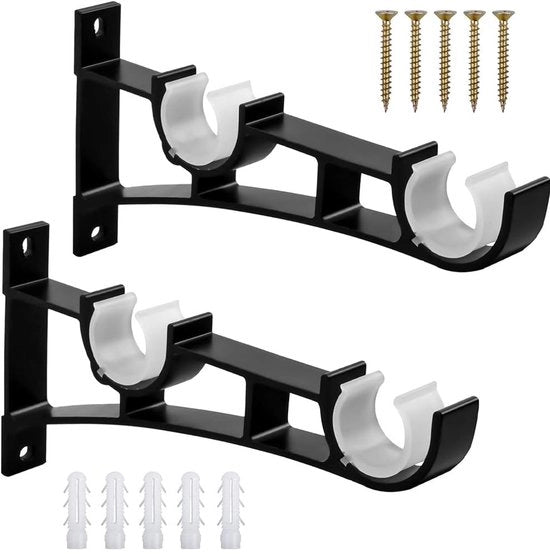 Doppia impalcatura per tende - robusta e duratura - set da 2 - nero - lega di alluminio