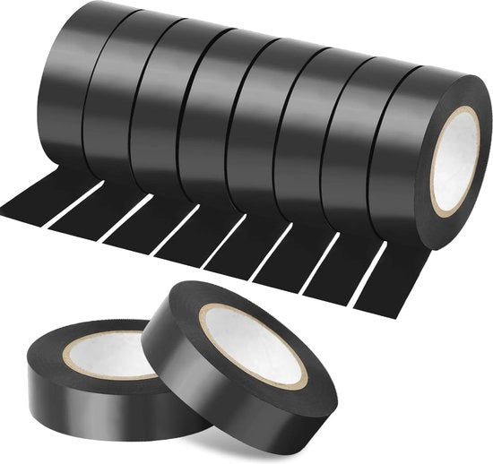 10 pezzi di nastro isolante 20m - Nero, colorato e versatile adesivo per fai da te stesso