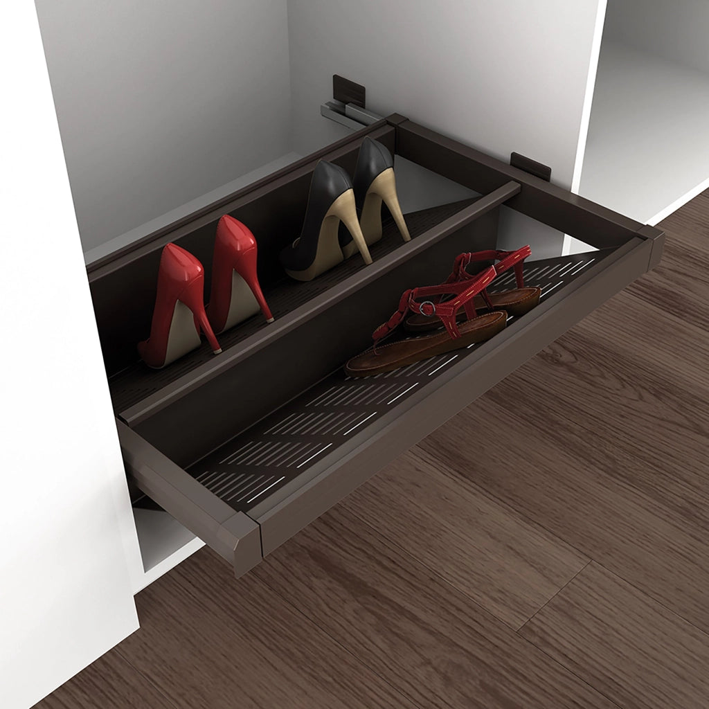 Porta Scarpe Estraibile per Armadio 60 cm in Acciaio Emuca Moka