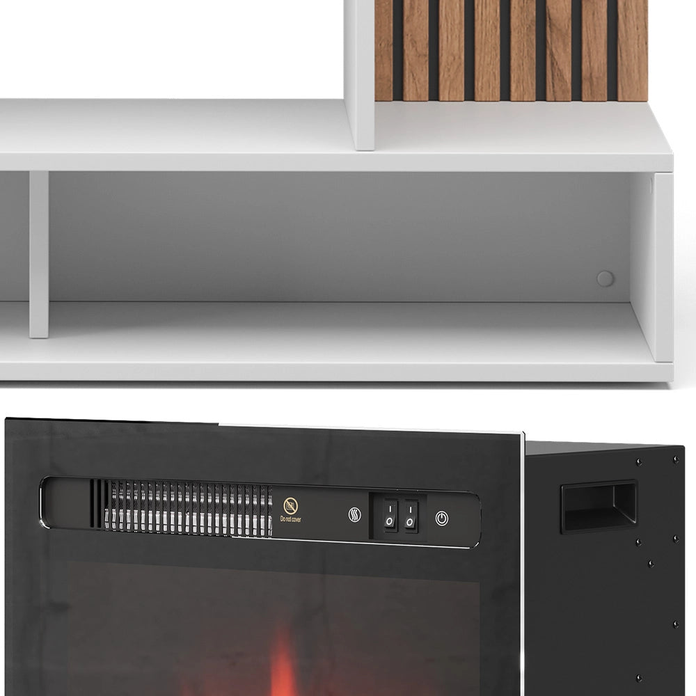 Vicco Caminetto elettrico Bianco 100 cm con effetto fiamma realistico e riscaldatore da 1800W