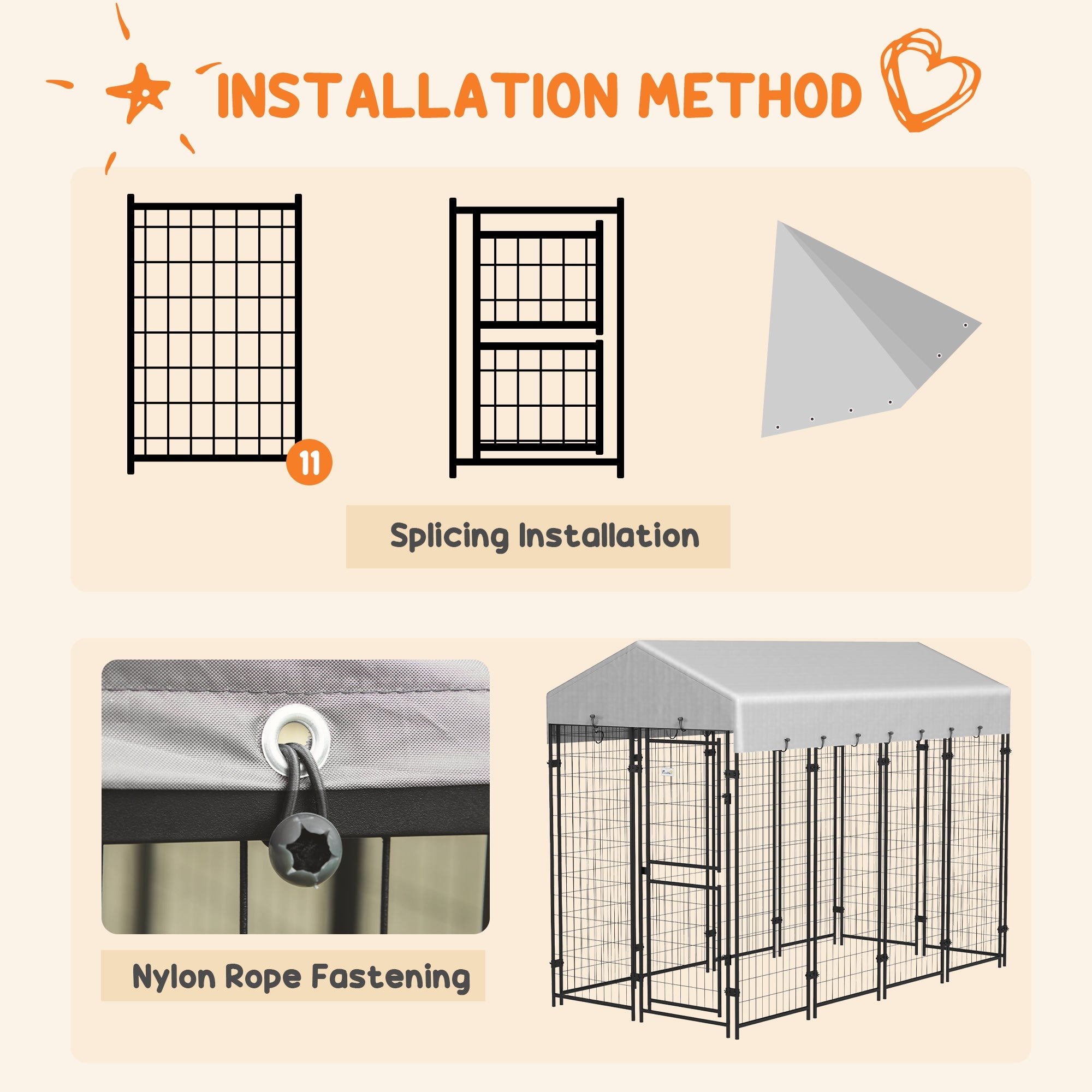 Recinto per Cani da Esterno con Tetto 239x121x183 cm in Metallo Argento