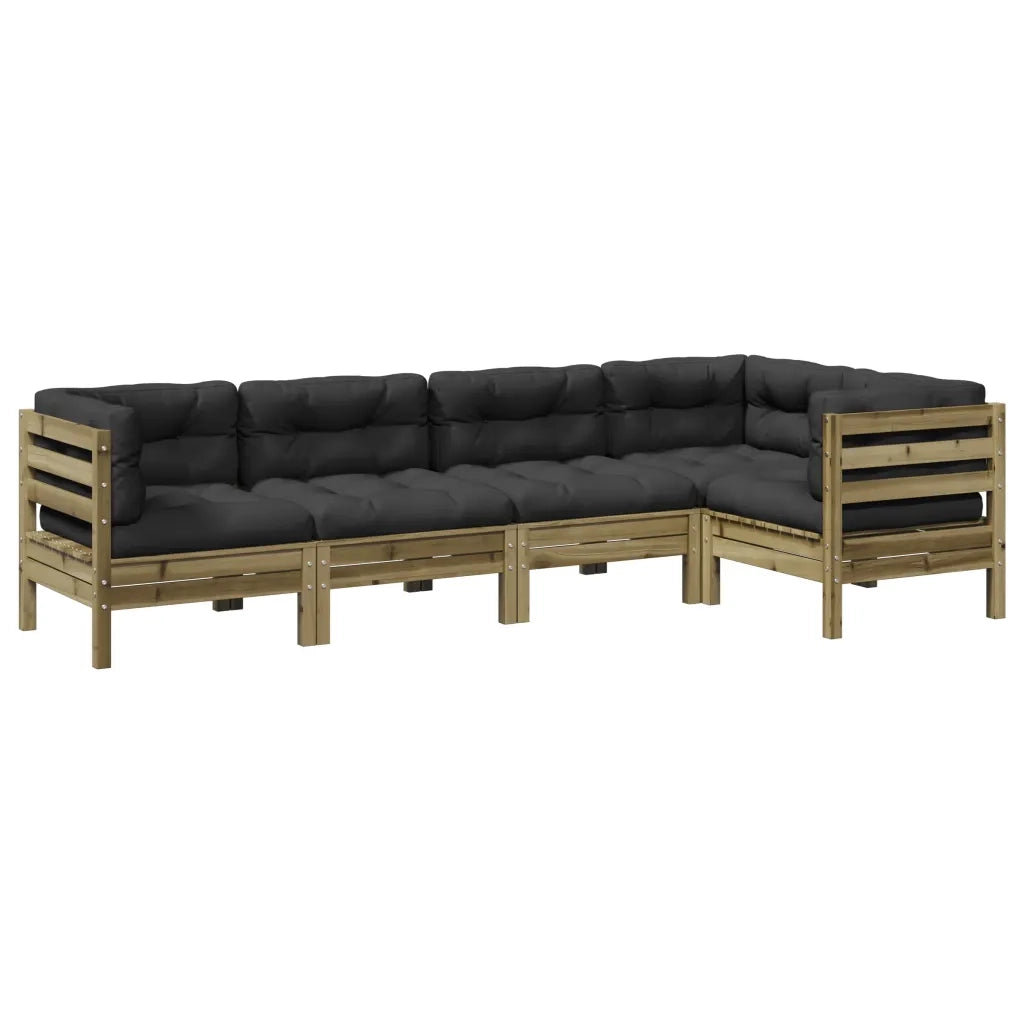 Set Divani da Giardino 5pz con Cuscini Legno Impregnato di Pino 3299440