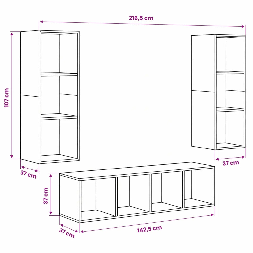 Set mobile TV 3 pcs Legno vecchio Legno multistrato 3393129