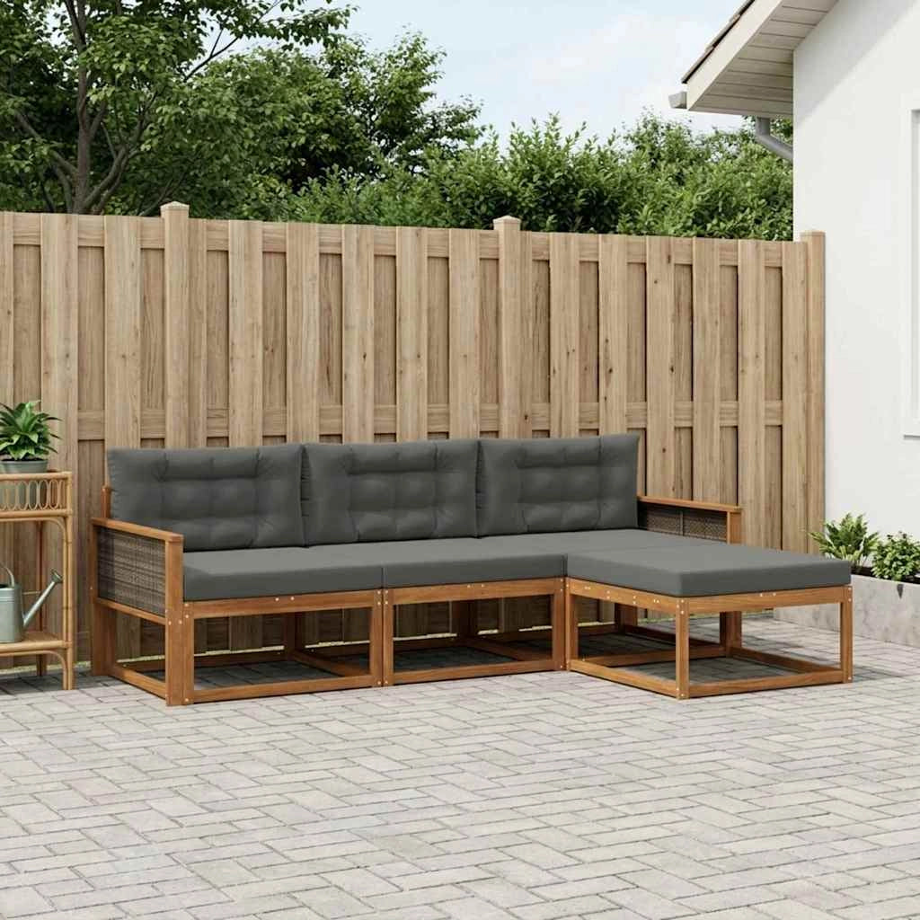 Set di divani da esterno 4 pz Naturale e Antracite 3382460