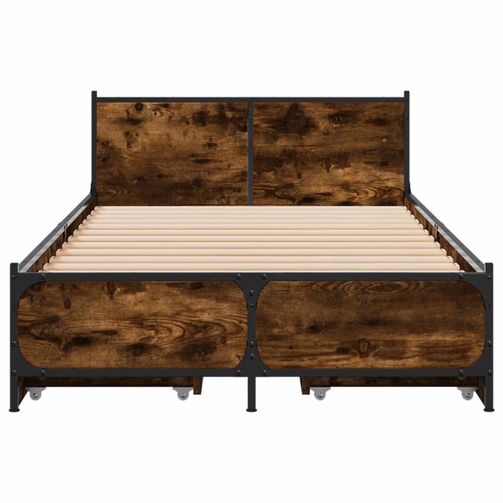Struttura letto con testata con ruota Rovere Fumo 80 x 200 cm 3429694