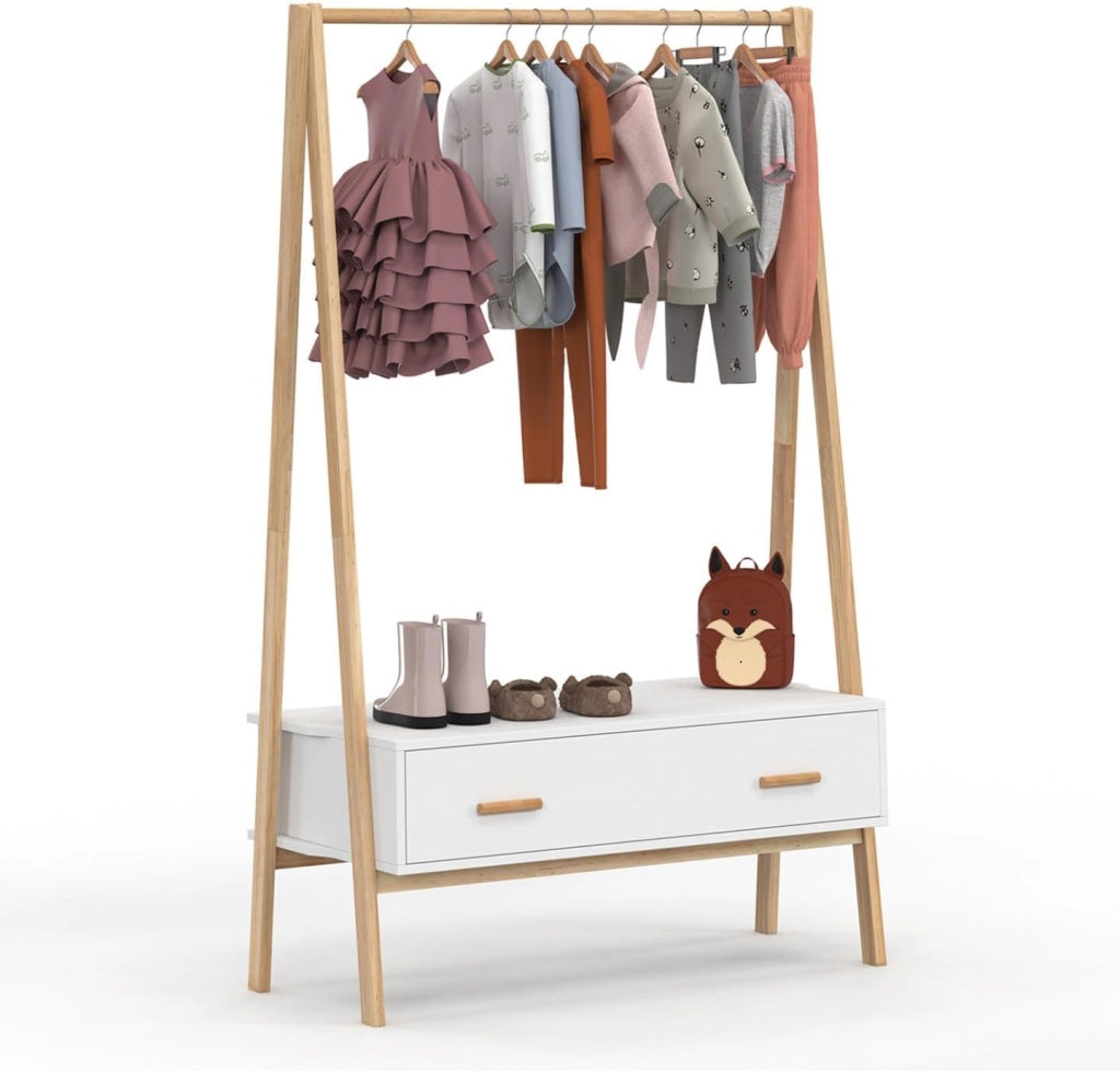 Portapacchi per bambini LEON 130 cm con 1 porta bianca e legno