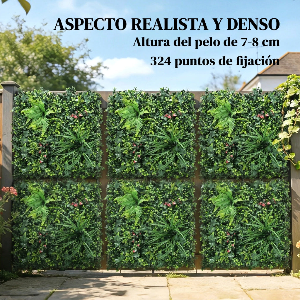 Set 6 Sedi Artificiali da Giardino 50x50 cm ¨C zephmum ¨C Verde, per Terrazza e Balcone