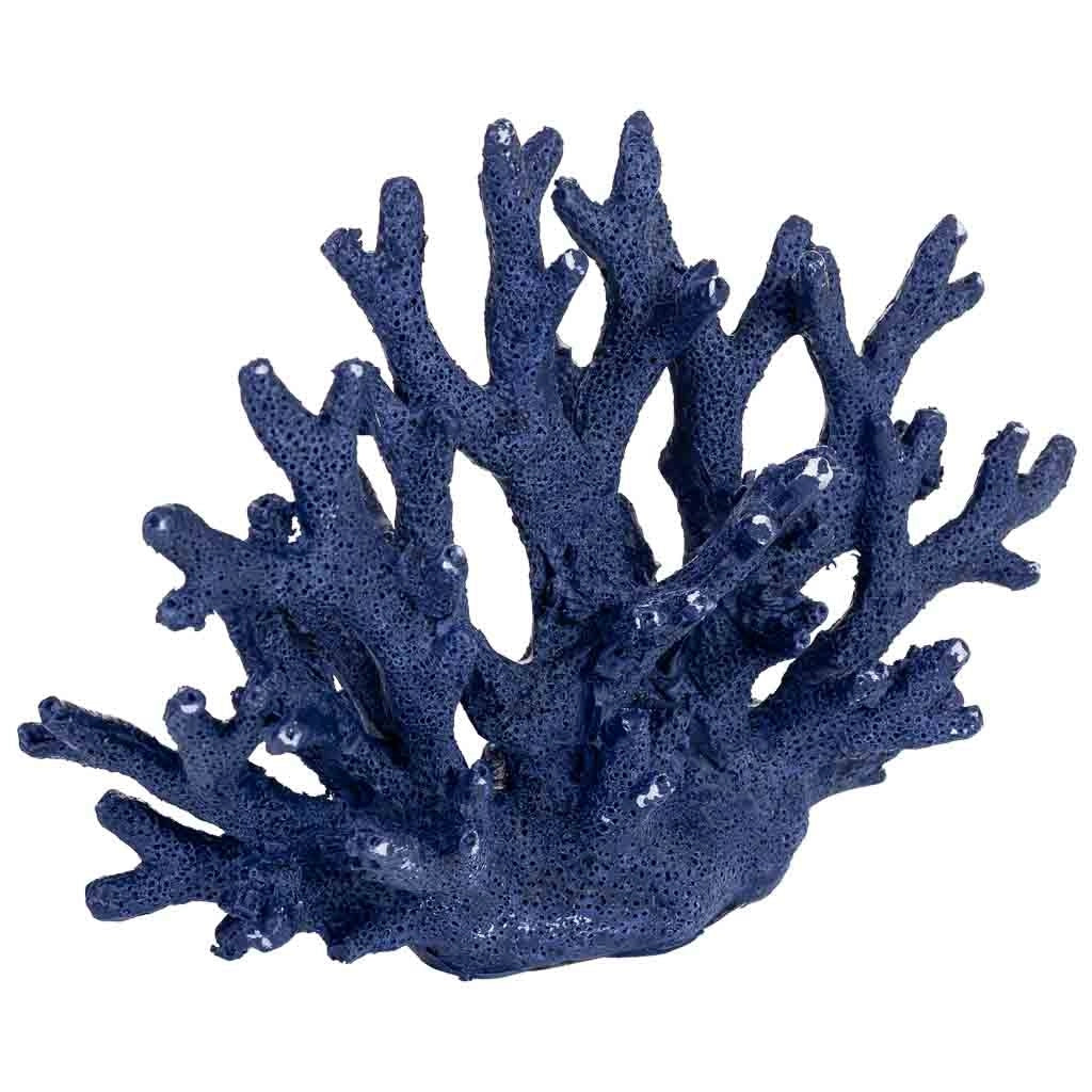 Statuina decorativa in resina blu a forma di corallo, 18,5x7x12 cm