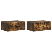 Set di 2 Comodini | Armadio da Notte | Mobiletto da notte a muro Rovere Fumo 49 x 34,5 x 20 cm