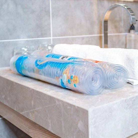 Pavimento antiscivolo per bagno in stile cartoon - 88 x 38 cm lavabile in lavatrice (Blu)