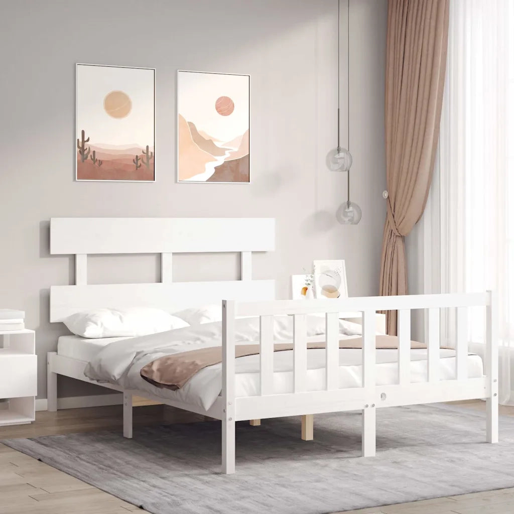 Giroletto senza Materasso-Struttura Letto Bianco 120x200 cm Legno Massello Pino 683488