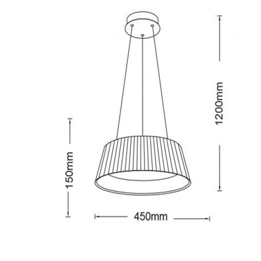 Trade Shop - Lampadario A Led 36 Watt 3240lm Ip20 A Sospensione Grigio Tecnologia Cct Switch B83-g3c -
