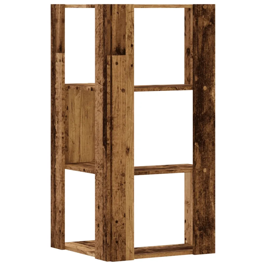 Libreria Angolare 3 Ripiani-Scaffale per Libri-Mobile di Stoccaggio Legno Vecchio 50x50x102 cm Legno
