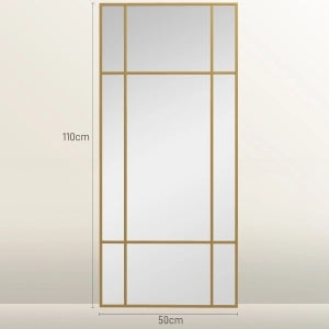 SPECCHIO DECORATIVO 110x50 cm Rettangolare in vetro e metallo Oro