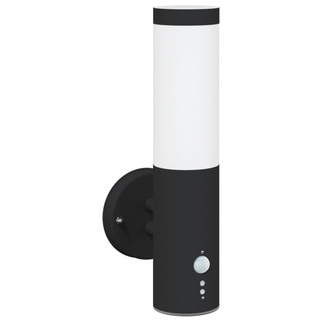 Lampada da Parete da Esterno con Sensore 2 pz Nera Acciaio Inossidabile IP44