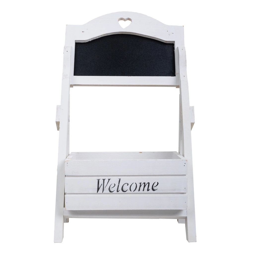 Cesto in legno con bordo bianco 26x16x43h