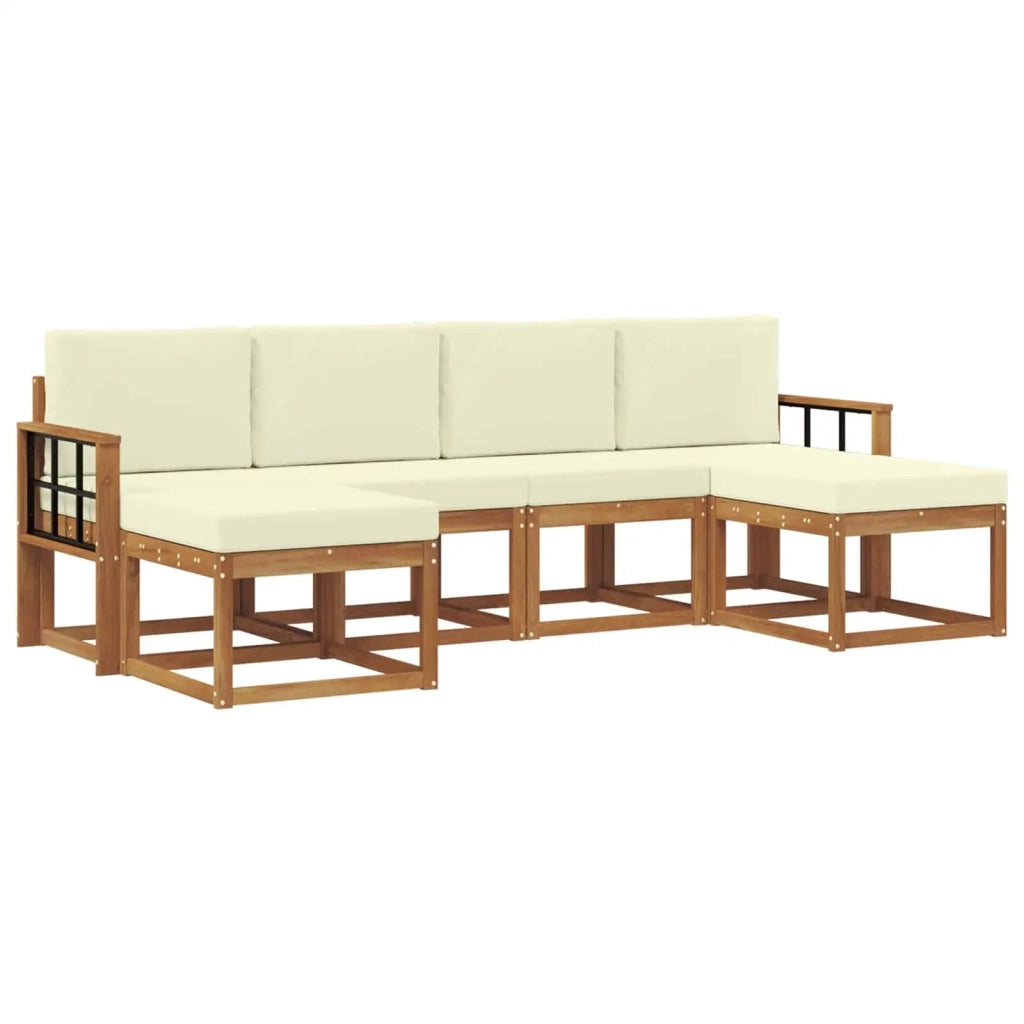 Set di divani da esterno con cuscino 6 pcs Naturale e Crema