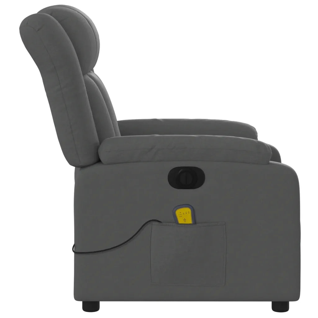 Divano Sedia-Poltrona Reclinabile Massaggio Elettrica Grigio Scuro Tessuto 337163