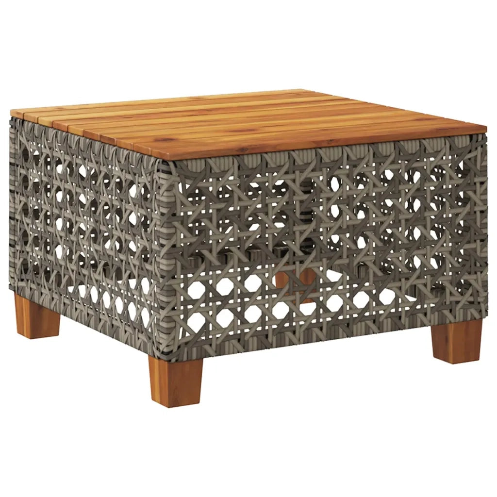 Tavolo da Giardino Grigio 55x55x36 cm Polyrattan e Legno Acacia