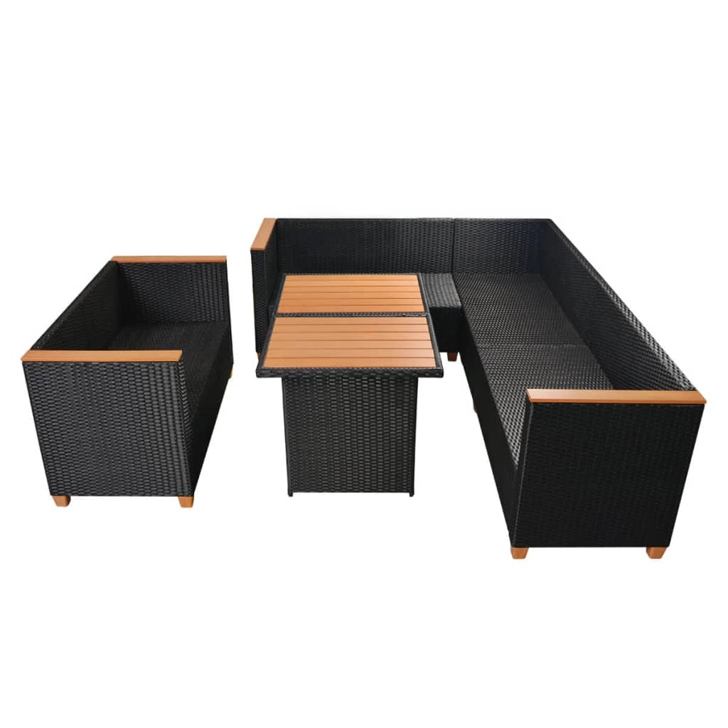 Set mobili da giardino set di mobili da esterno 5 pezzi con cuscini polyrattan nero 02_0016492